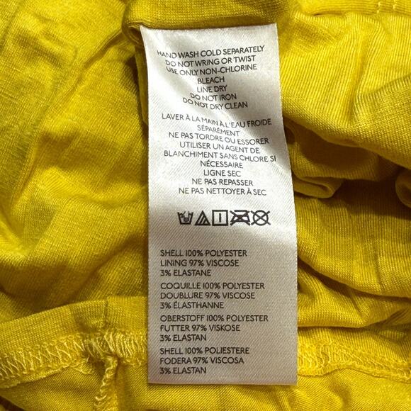 Anthropologie Pleated Satin Midi Dress with Wide Straps Yellow XL - Picture 6 of 8